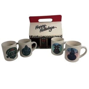 VINTAGE Denny's Coffee Mug Heat Activated Christmas Cup 1990s NEW Lot Of 4 W Box